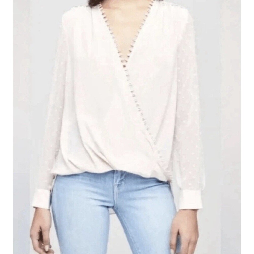 L’Agence Perry Swiss Dot Blouse Ivory Size XS New
